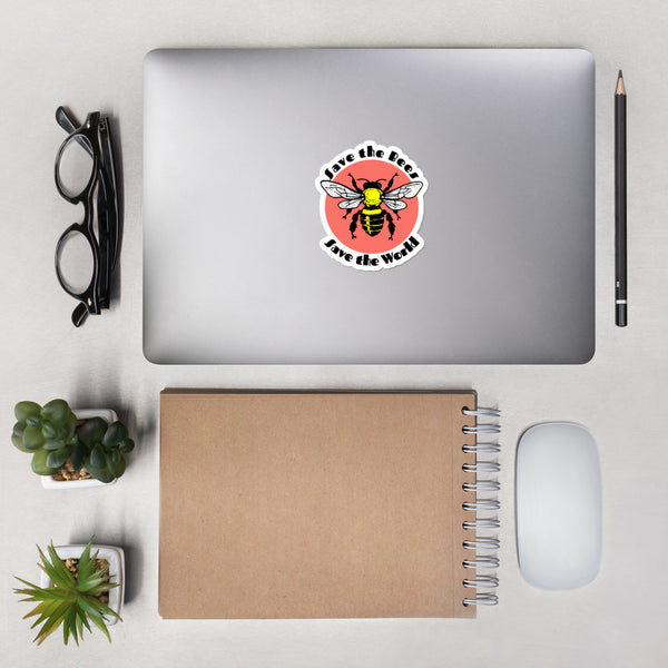 "Save the Bees, Save the World" Bubble-free stickers