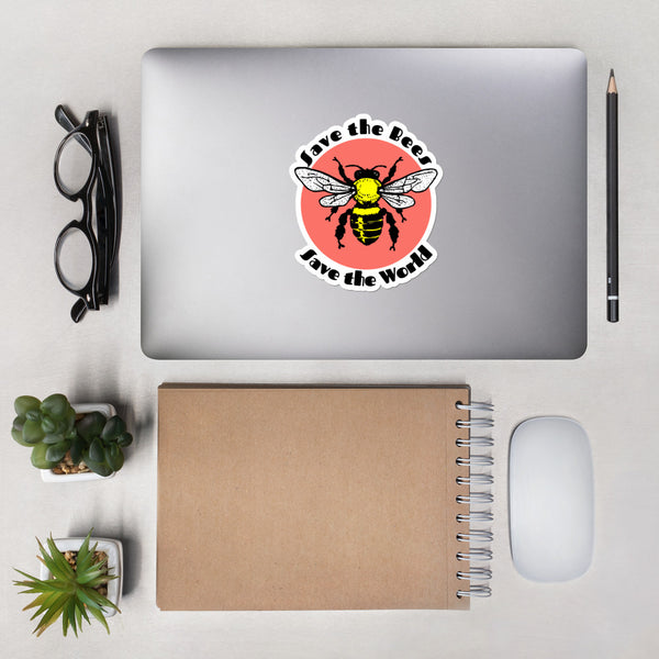"Save the Bees, Save the World" Bubble-free stickers