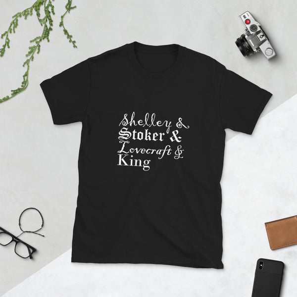 Authors of Horror font Short-Sleeve Unisex T-Shirt