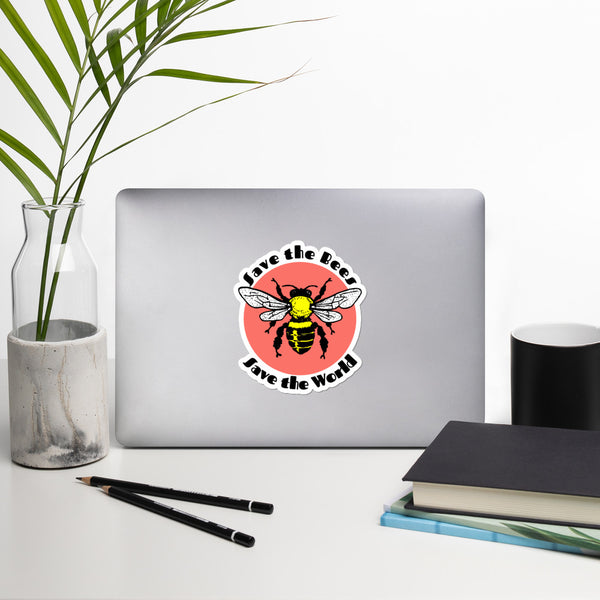 "Save the Bees, Save the World" Bubble-free stickers