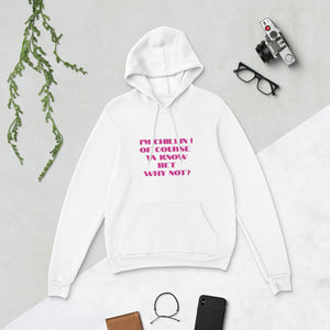 Chillin Unisex fleece hoodie - pink font