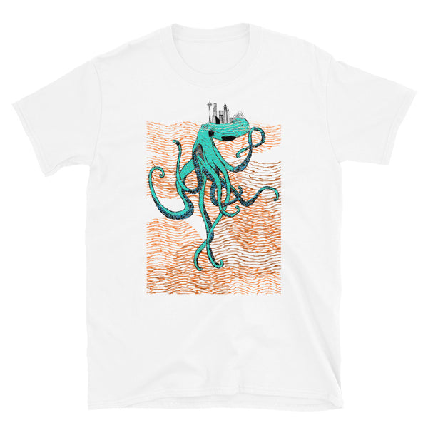Seattle's Monster of the Deep. Octopus City Original short-sleeve, ultra-soft double-stitched Unisex T-Shirt